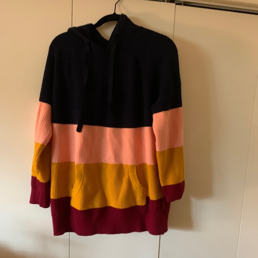 Torrid Colorblock Cardigan Hoodie Navy/Gold/Burgundy Size 0X